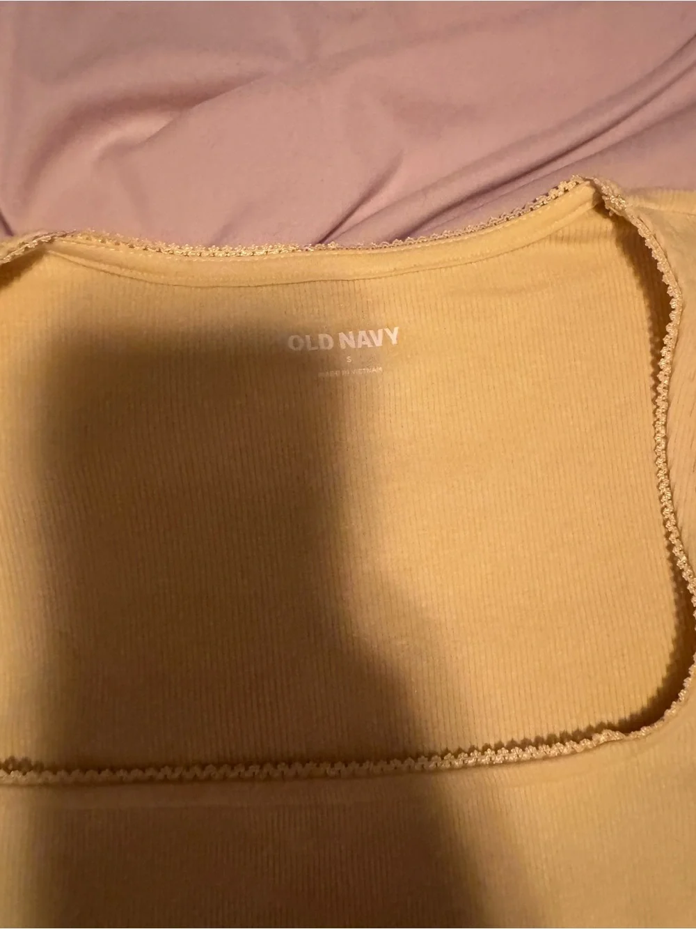 Old Navy Yellow Square Neck Ribbed Short Sleeve Top